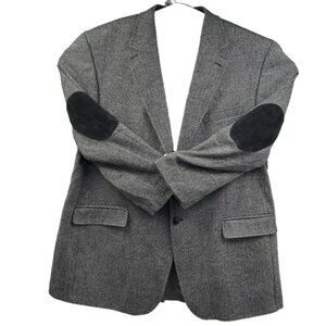 LAUREN RALPH‎ LAUREN MEN'S HERRINGBONE WOOL BLAZER ELBOW PATCHES GRAY 48-50R